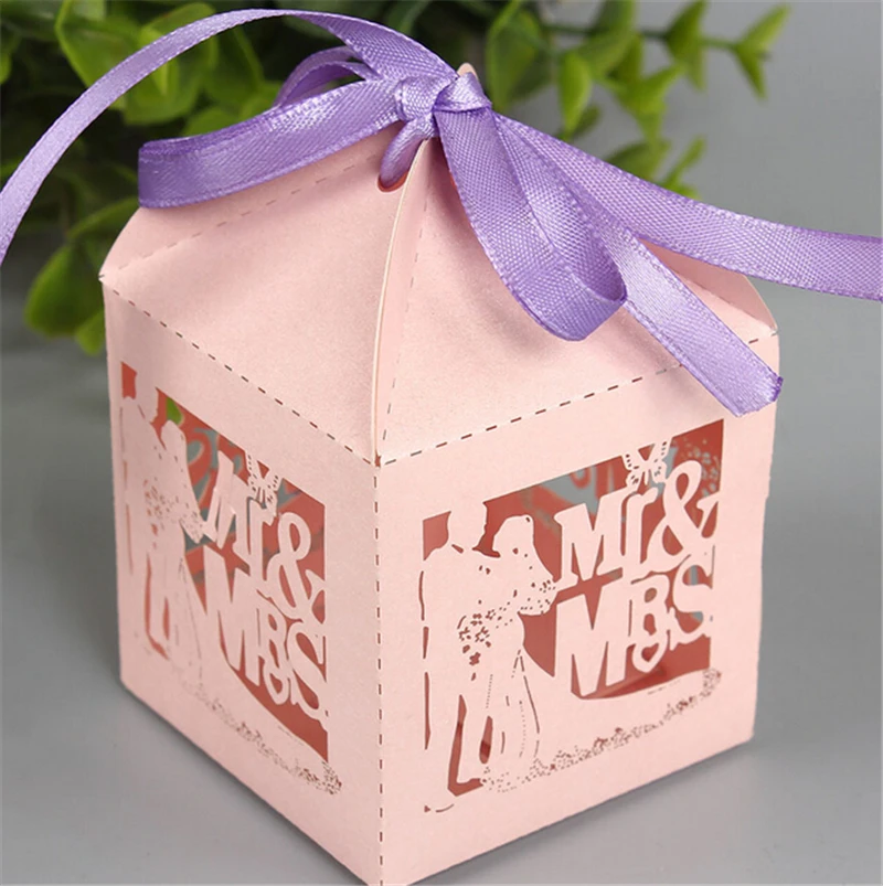 Новые белые свадебные сувениры и подарочные коробки Mr Mrs Laser элегантные роскошные