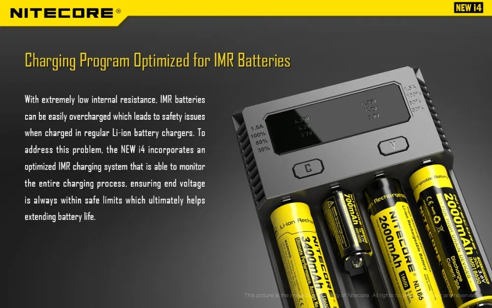 Nitecore I4 Зарядное устройство с ЖК-дисплей Дисплей универсальное автомобильное зарядное устройство с Батарея Зарядное устройство автомобиля для 18650 батареи li-ion/LiFePO4/никель-металл-гидридный/никель-кадмиевый