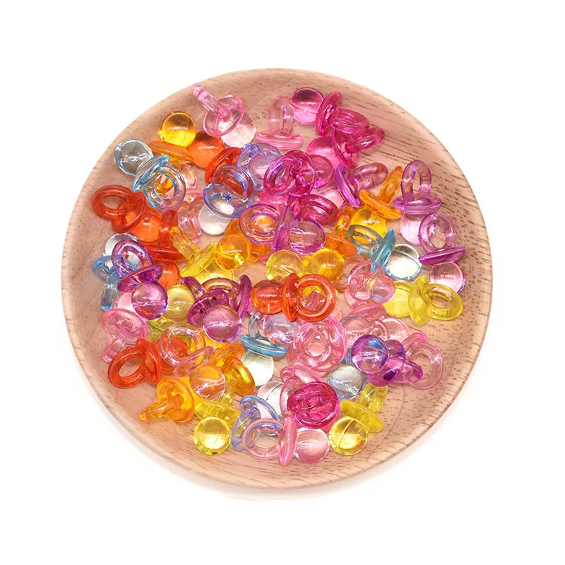 B04 50Pcs 22mm Mini Pacifiers Clear Acrylic Ornaments Loose Spacer Pacifier Pendant Charms Boy Girl Baby Shower Party Favors Decor - Цвет: B04