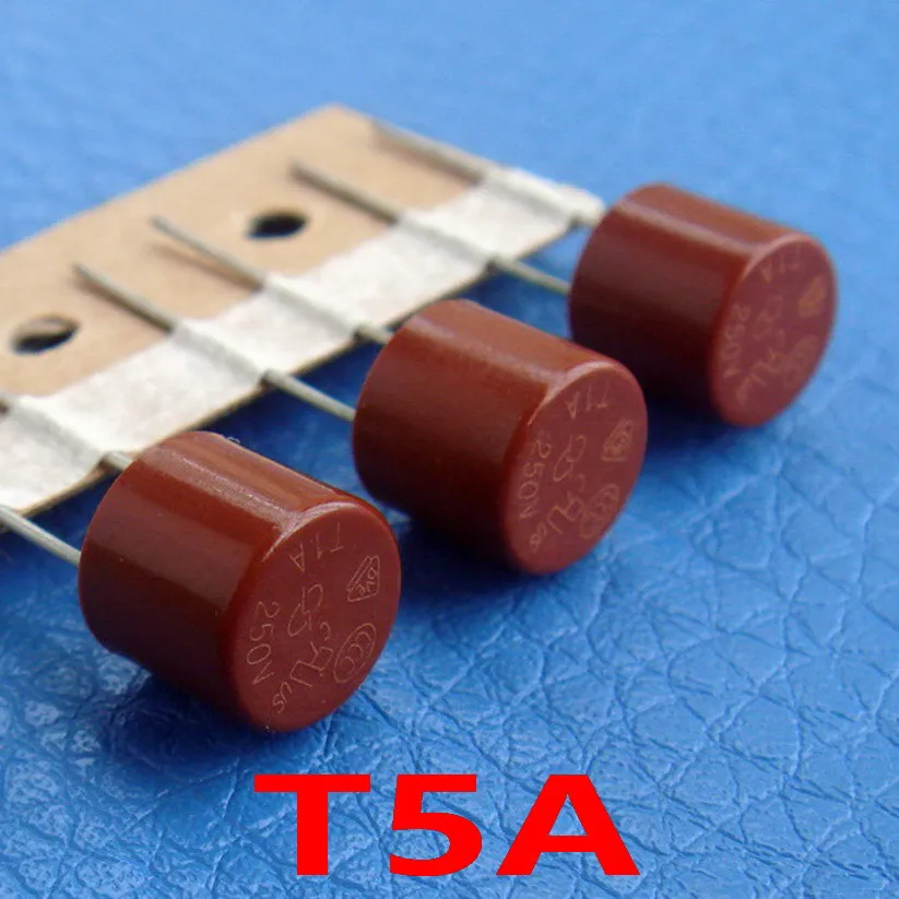 (10 шт./лот) T5A 250V TR5 медленный выдувной миниатюрный предохранитель одобрено UL VDE RoHS