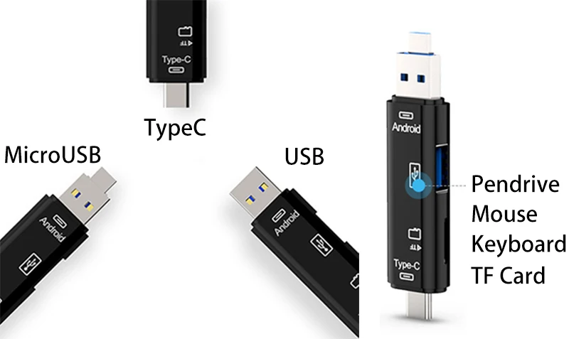Kuman 2,0 OTG кард-ридер USB MicroUSB TypeC интерфейс с Micro SD USB TF слот для карт флэш-памяти для телефона Y211