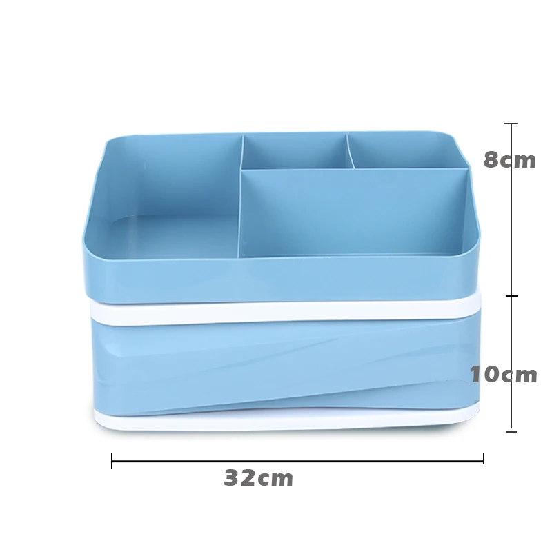 1 layer-blue Пластиковый косметический Органайзер ящик Органайзер для макияжа коробка для хранения с держателем контейнер для планшетов офисный чехол для хранения - Цвет: 1 layer-blue