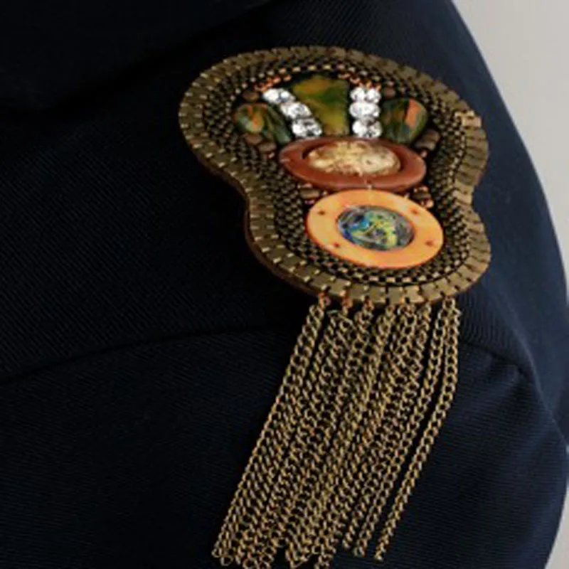 ZYOKRA качественная Золотая Серебряная черная блестящая эполета ручной работы