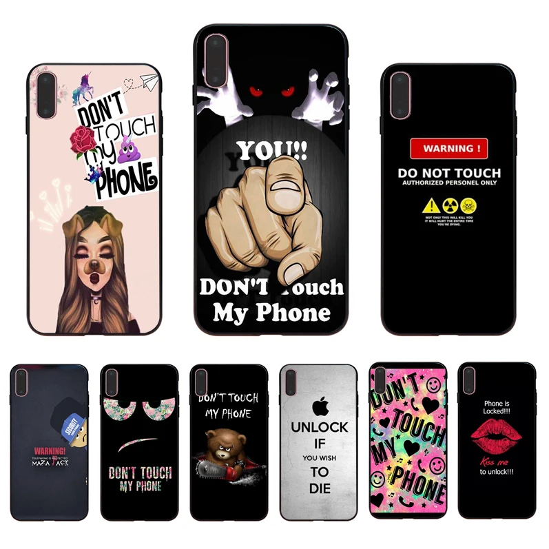 

IMIDO Don't touch my mobile phone creative pattern Soft phone case for iphone X XS XR Xsmax 5/6S 6s/6/7/8Plus 7 8 6 5 TPU shell