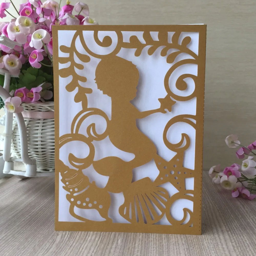 

40pcs/lot Delicate Carved Baby Pattern Invitations Card Event Party Supplies Birthday Card Party Favor Baby Shower Invitations