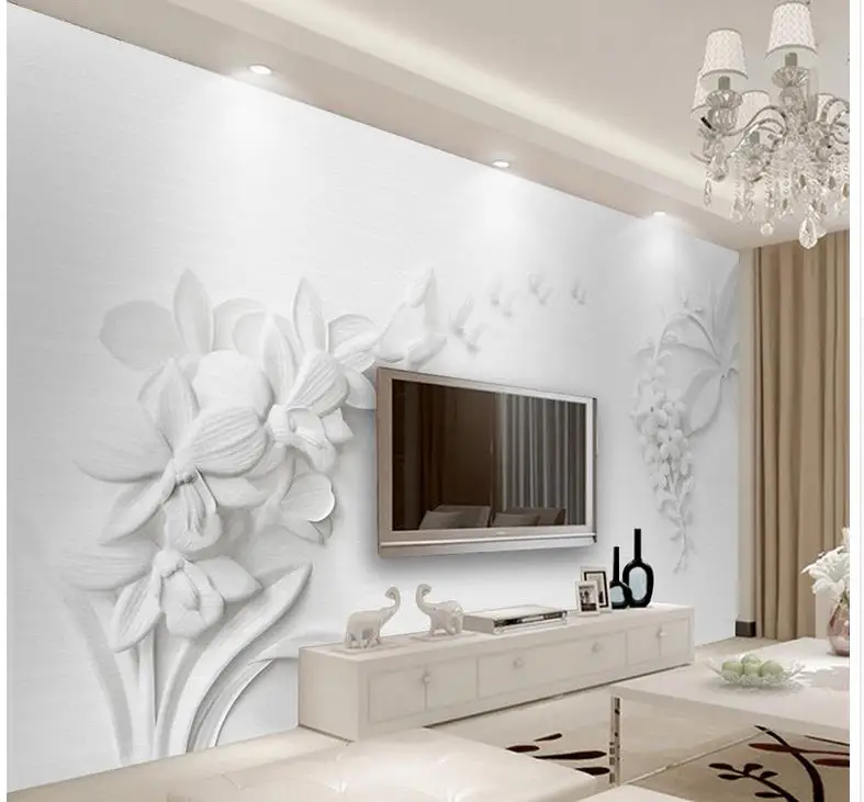 3D обои для комнаты современные минималистичные Настенные с изображением орхидеи