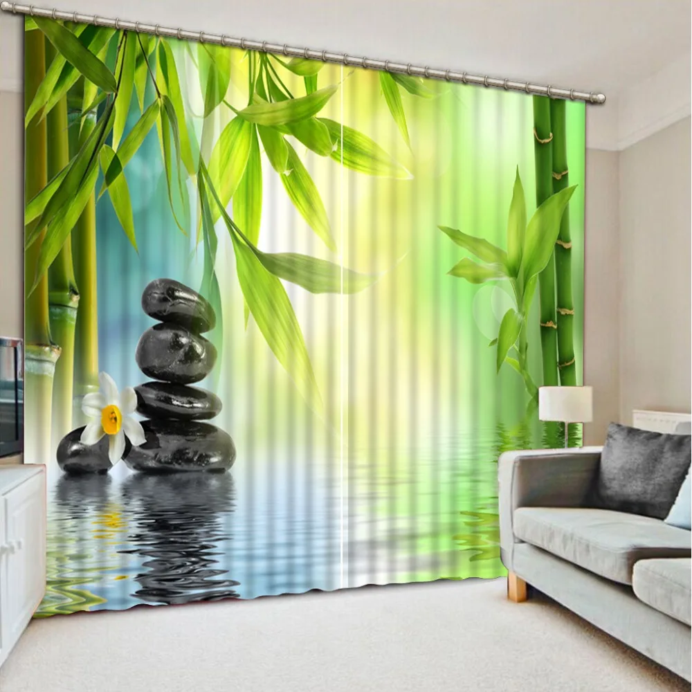 

modern window curtains stereoscopic window curtain 3d Lake stone living room bedroom kids blackout curtains