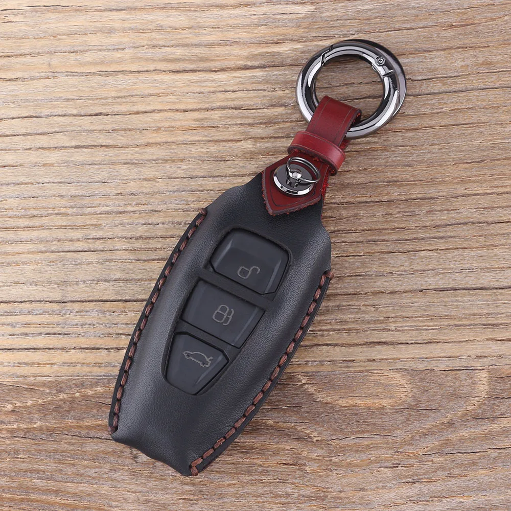 Color 1 Чехол KEYYOU из натуральной кожи для автомобильного ключа с умным дистанционным управлением для Ford Fiesta Focus 3 4 MK3 MK4 Mondeo Ecosport Kuga Focus ST - Количество кнопок: Color 1
