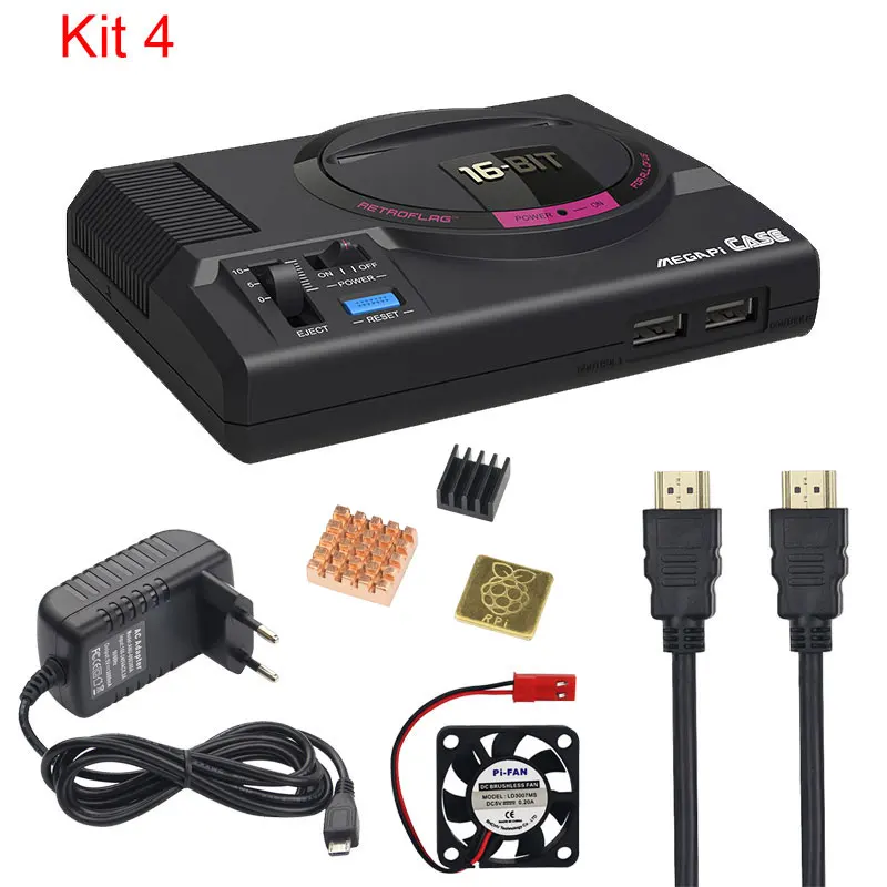 Retroflag MEGAPi CASE-M с классическим usb-контроллером-M+ адаптер питания+ 32 ГБ sd-карта для Raspberry Pi 3 Model B+ Plus RetroPie - Цвет: kit 4