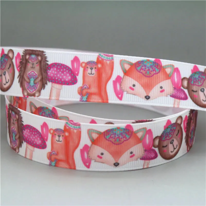 DHK 7/8 'ɵ ярдов собака мопс единорог с рисунком лисы Принт оленем grosgrain
