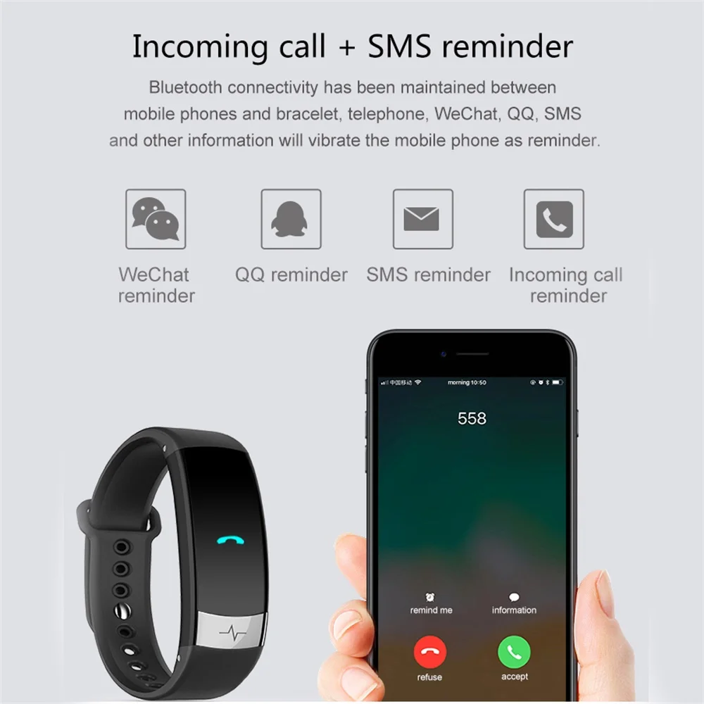 696 QS03 sport smart watch heart rate ECG fitness tracker clock information reminder for Android & IOS smartband IP67 waterproof |