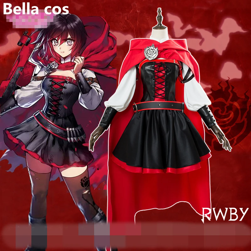 RWBY 3 seasonv Рубиновая Роза костюм для косплея плащ красное боевое платье Хэллоуина