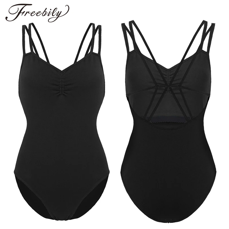 Fashion Women Professional Ballet Dance Leotard Criss Cross Back Built ...