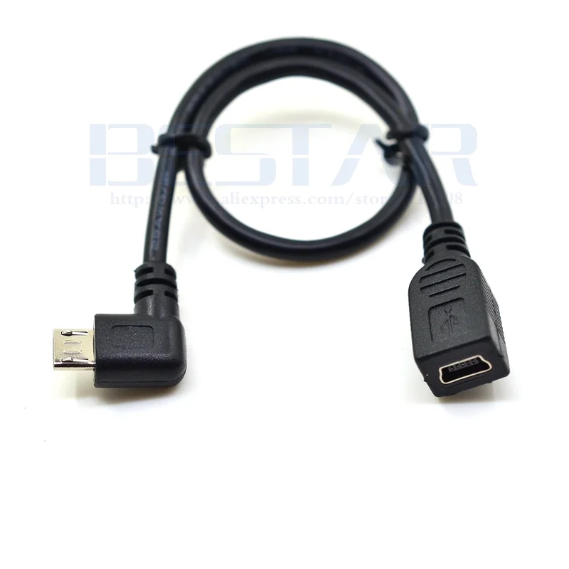 0 25 м 90 градусов правый левый вверх вниз Угловой Micro USB 2 папа к Mini 5pin Женский OTG