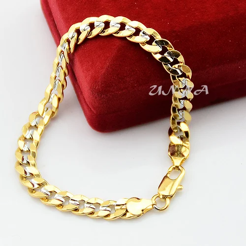 7mm Fashion Men's Women Cut Chains White Yellow Gold Color Curb Set Jewelry Bracelets Necklace | Украшения и аксессуары