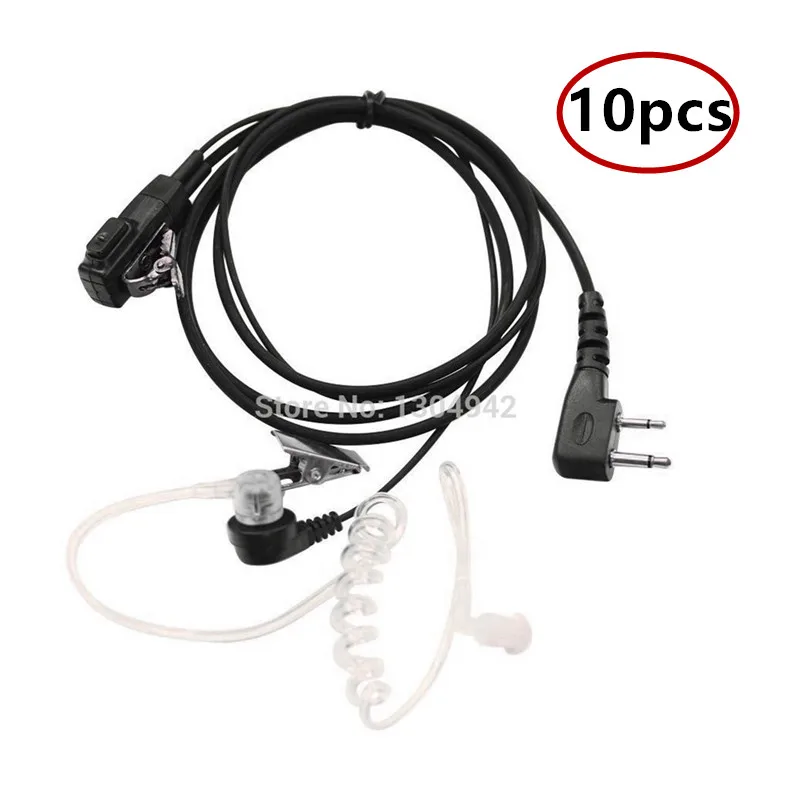 10 PCS F Plug Covert Acoustic Tube Mic Bodyguard FBI Earpiece Headset For Icom Maxon Yaesu Vertex Two Way Radios W