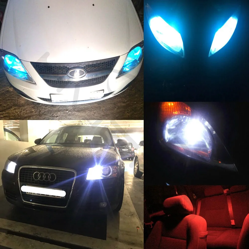 T10 W5w светильник Авто внутренние ксеноновые Белый Синий Желтый автомобиль светодиодный CANBUS 6SMD проектор Твердые алюминиевые лампочки боковой маркер парковочный светильник