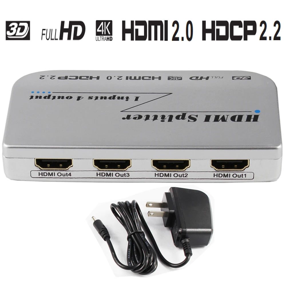Фото Разветвитель HDMI 1x4 разветвитель 2 0 с поддержкой HDCP 4K для Apple TV PS4 | Электроника