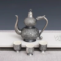pure silver handmade silver 999 fulu bottle set household gift fine silver carved silver wine tableware