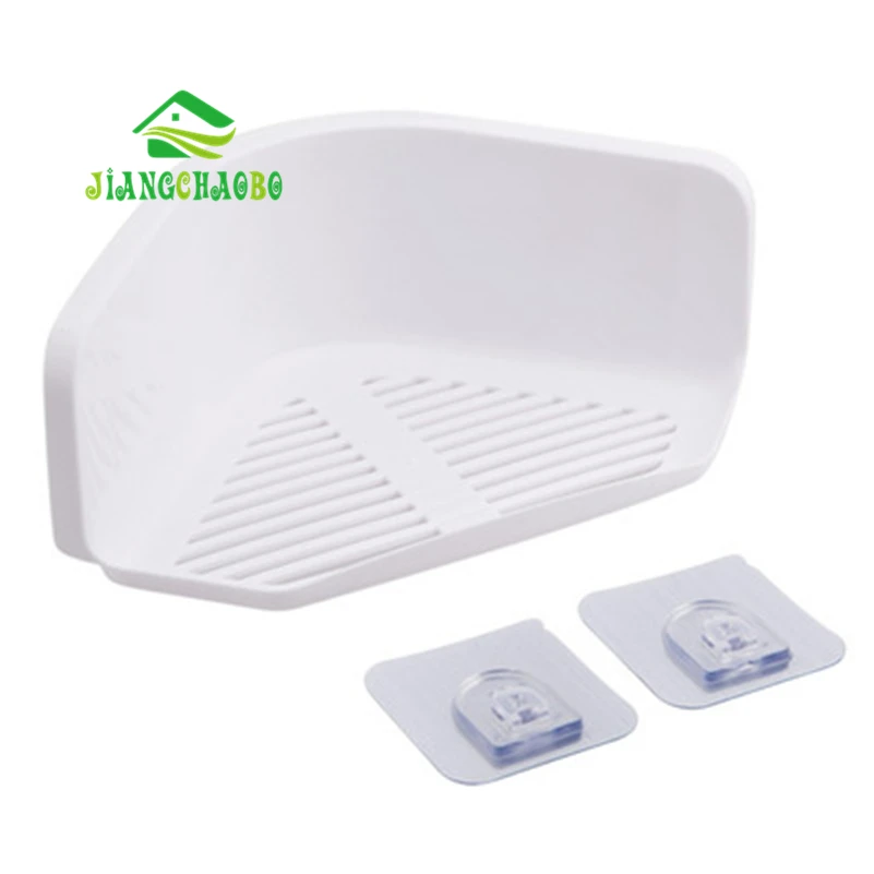 White JiangChaoBo Угловые дренажные полки для ванной комнаты Стеллаж для хранения ванной комнаты мощная настенная полка для мытья - Цвет: White