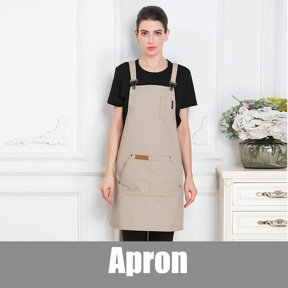Khaki Apron Регулируемый официант шеф-повар униформа, фартук отель BBQ Cafe общественного питания Еда Услуги Ресторан повара пекарни Кухня унисекс Рабочий Фартук - Цвет: Khaki Apron
