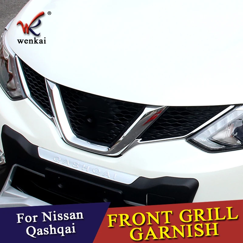 Шрифт решетка гриль крышка отделка литья для Nissan Qashqai J11 Rogue Sport ABS хром стиль