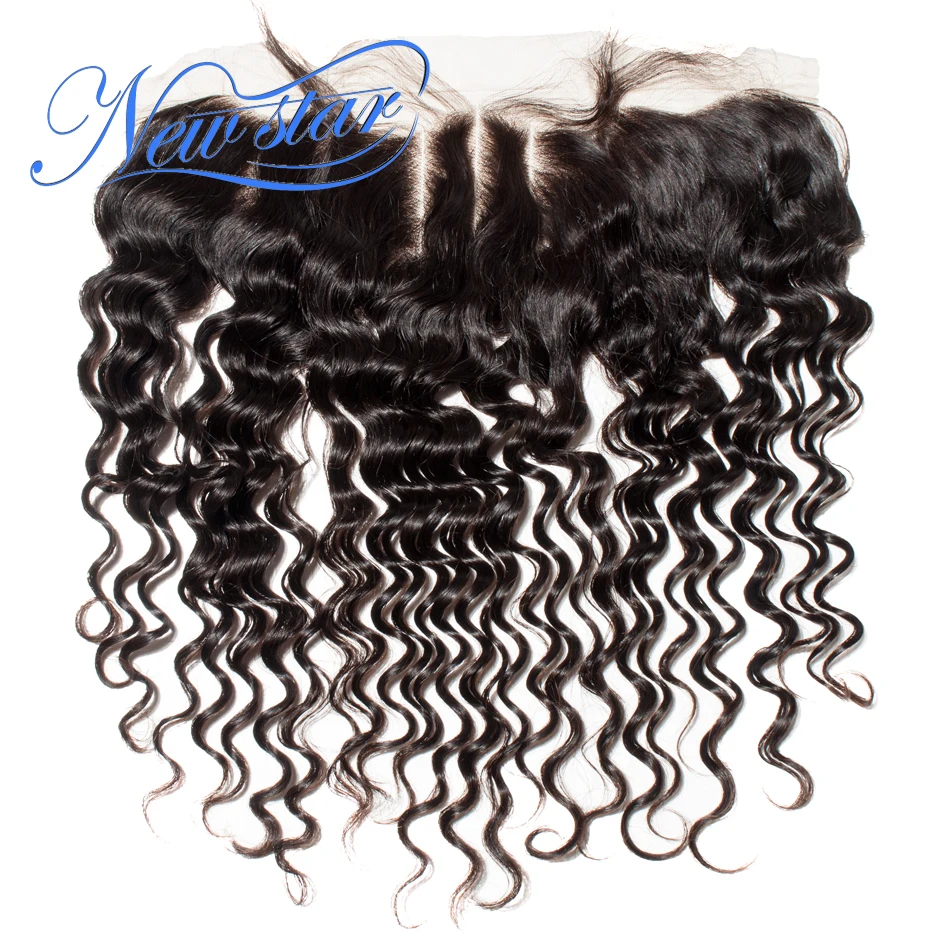 Brazilian Deep Wave 13x4 Lace Frontal Closures 3 Part Ear to Pre Plucked Hairline Natural Color New Star Virgin Hair | Шиньоны и парики