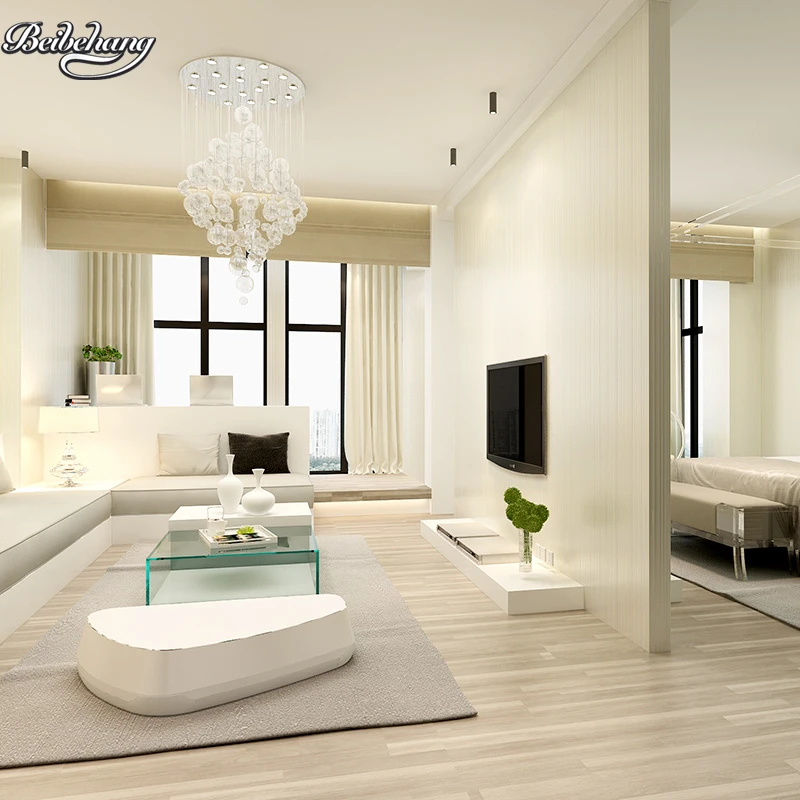 beibehang Modern simple and warm fine stripes 3D stereo pure color wallpaper bedroom living room TV background | Обустройство дома