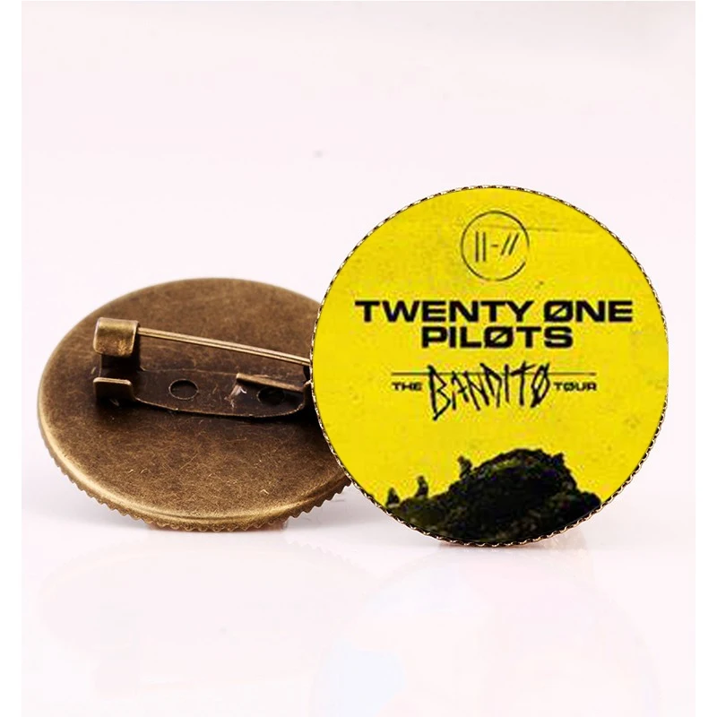 bronze7 Рок-Группа Twenty One Pilots брошь Badage 25 круглый стеклянный кабошон Античная Бронзовый, серебристый цвет булавки броши для фанатов аксессуары - Окраска металла: bronze7