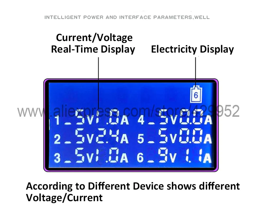 Универсальное зарядное устройство USB 6 портов умная док станция светодиодный