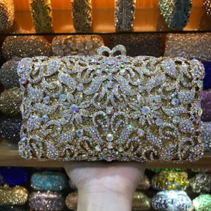 Gold AB Diamond XIYUAH клатч с кристаллами, серебристый металл, черный бриллиант, зелёный кошелёк вечерние сумочки и клатчи, женские Роскошные мини-сумки - Цвет: Gold AB Diamond