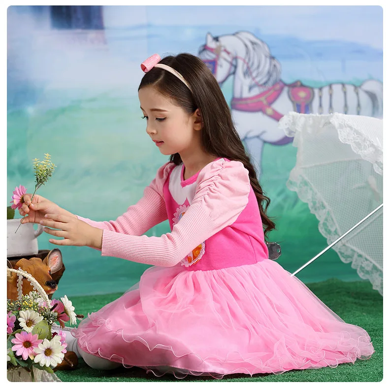 New Spring Girls Long sleeve Dress Winter Children Clothes Pink Kids Sweater Sleeping Beauty Princess Tutu Dress.YL13B | Детская одежда