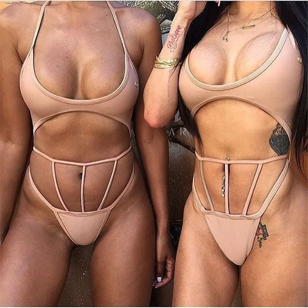 Сексуальный Холтер Пуш Ап Цельный купальник с высоким вырезом женский летний