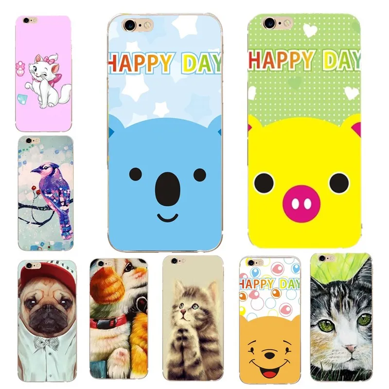Милый мультяшный чехол в виде животного для iphone 6 S 7 8 Plus X 5 5S SE Coque Cat Bear задняя