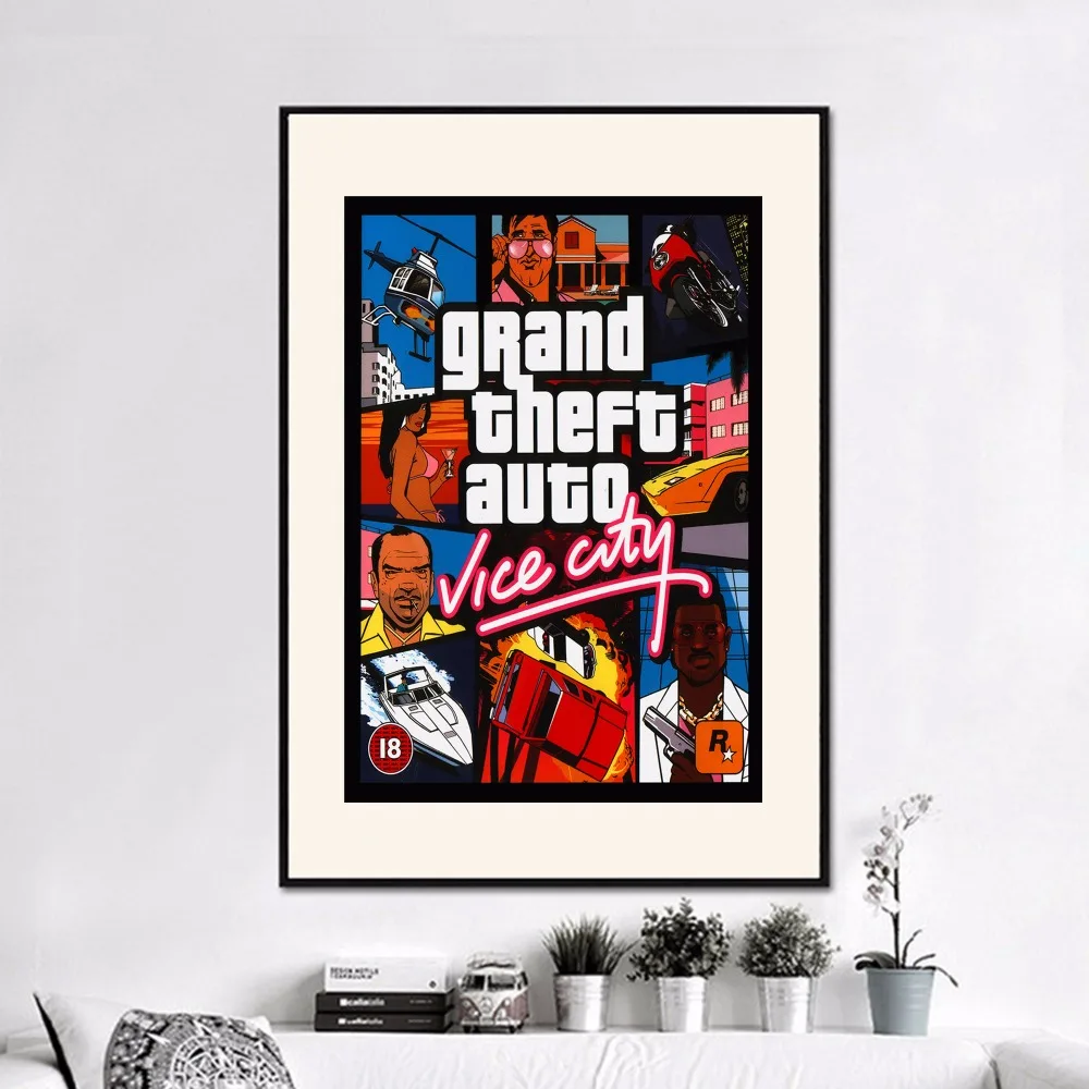 Современный плакат GTA 5 San Andreas Vice City художественные настенные фотографии шелковая