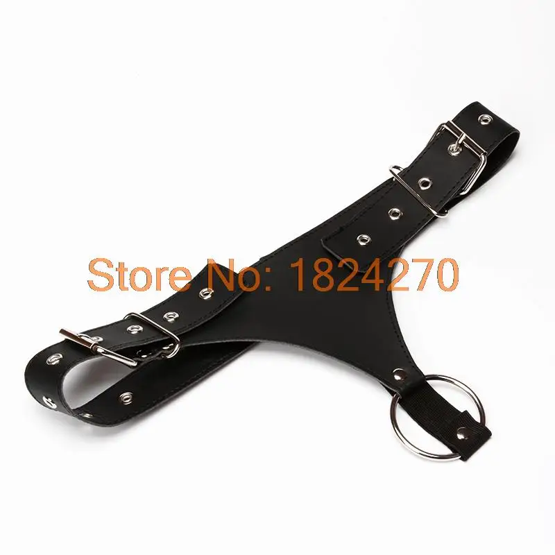 Черные регулируемые трусики из искусственной кожи нижнее белье с кольцом для