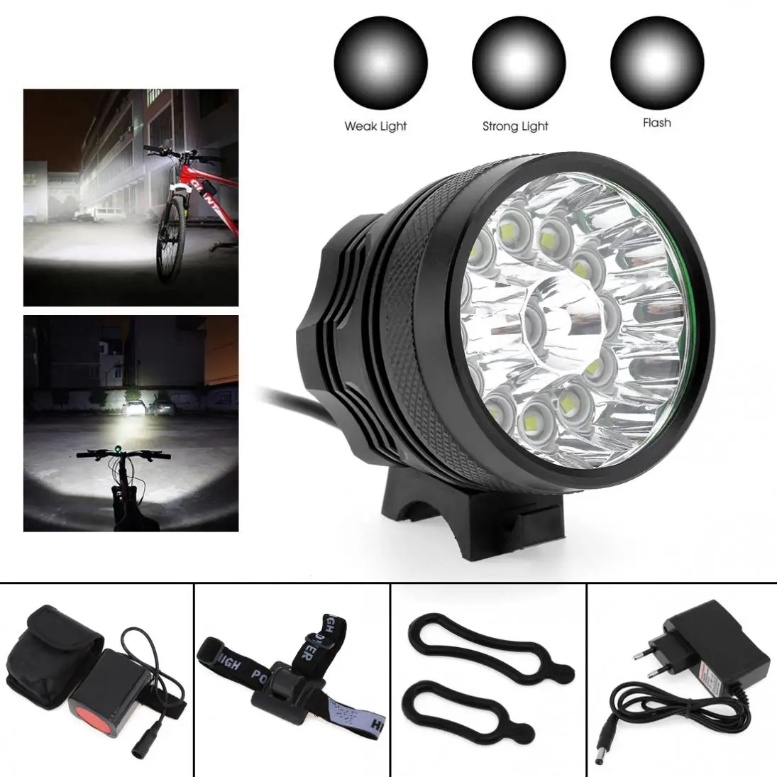 

13 x XM-L T6 LED Bicycle Lamp Headlamp Bike Light Headlight Cycling Torch 12000LM with 8.4V 6400mAh Battery