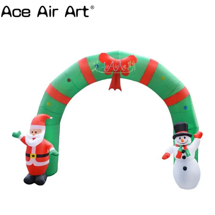 

Christmas Decorations Airblown Inflatable Arch Stand With Santa Claus And Snowman Yard Art Decor