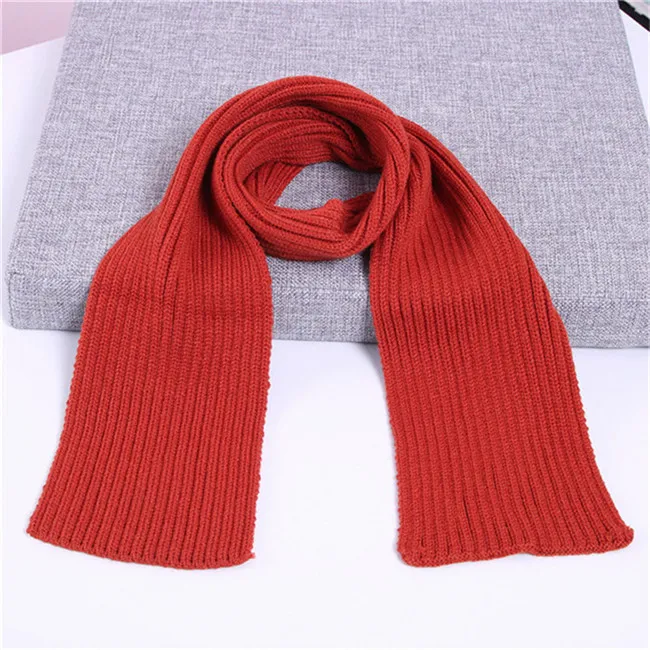 orange red scarf Осень-зима крючком Детская шапка с шар-помпон Детский шарф-хомут для мальчиков и девочек, теплые вязаные детские шапки и шарфа для детей шапки бини шапки Кепки - Цвет: orange red scarf