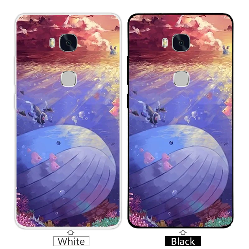 Soft Silicon Cases for Huawei Honor 5X Full Protector Cartoon Back Cover For 5 X X5 GR5 Clear 5.5 inches Coque Funda |