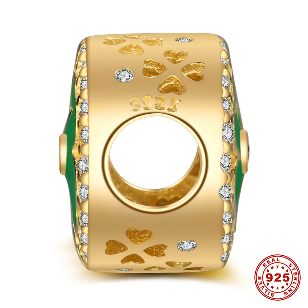 Серебро S925 пробы Клевер Шарм-бусины в виде цветка Vnistar оптом сердце цветок Сделай Сам 925 серебро Европейский бисер "талисман"