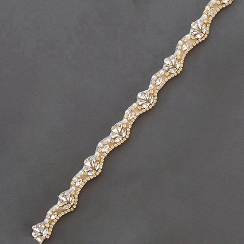 1 yard of Gold JLZXSY половина ярда/1 ярд серебро/золото/розовое золото горный хрусталь Кристалл Аппликация отделка для свадебного пояса свадебные створки для вечернего платья - Цвет: 1 yard of Gold