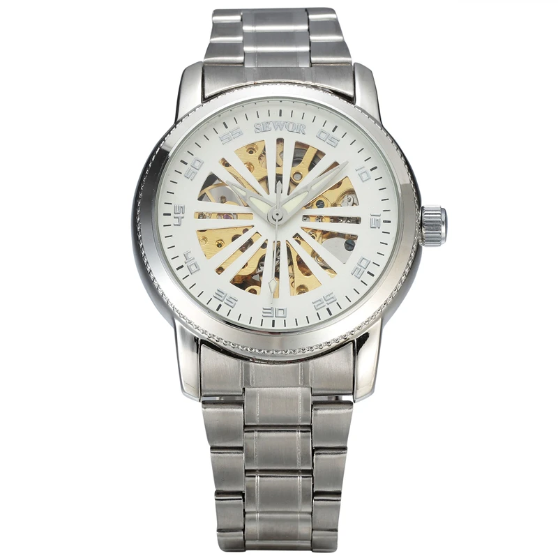 Sewor классический колеса циферблат часов из нержавеющей стали наручные часы