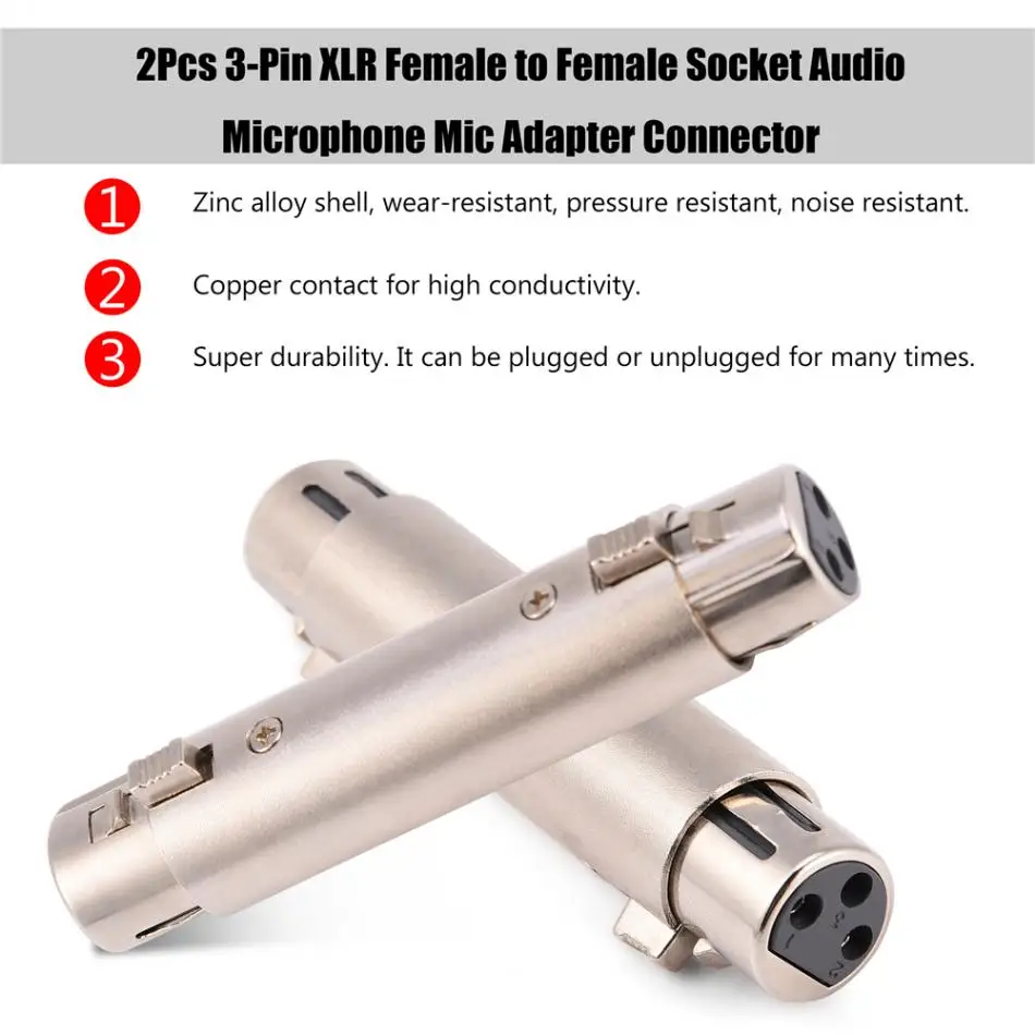 2 шт. 3 контактный Переходник XLR Мама мама|xlr female|xlr female connectorxlr to |