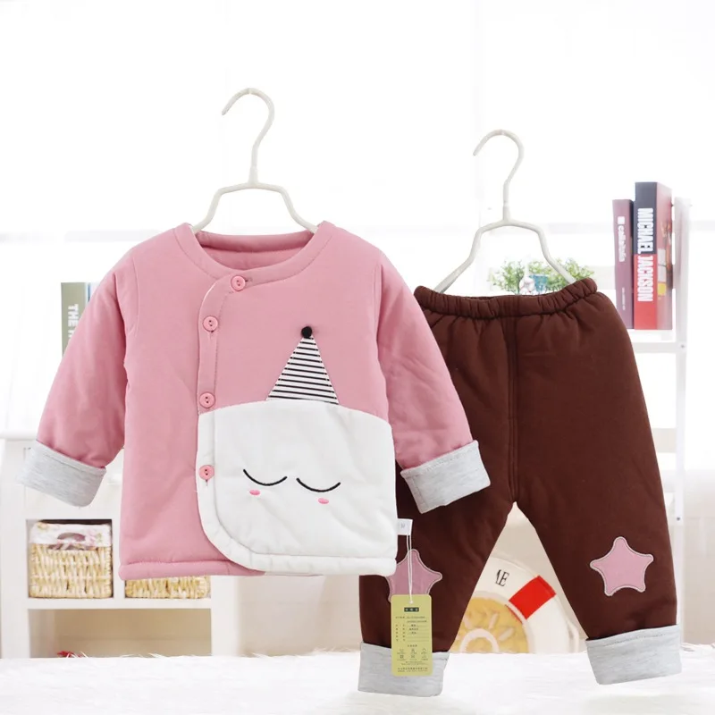 

Newborn Baby Cotton-jacket Cotton Pants Clothing Set For Autumn 2018 New 0-2T Baby Child Thin Parka Suits Warm Clothing Set