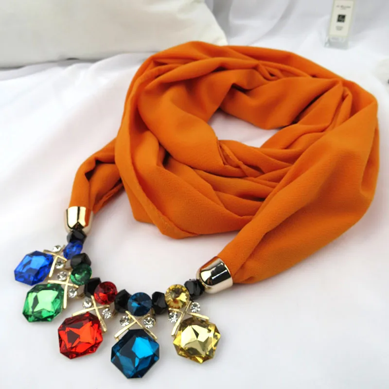 

14 Colors Gglass Silk Scarf Pendants Necklace Jewelry & Jewelry 2020 Necklace Women Fashion Jewelry