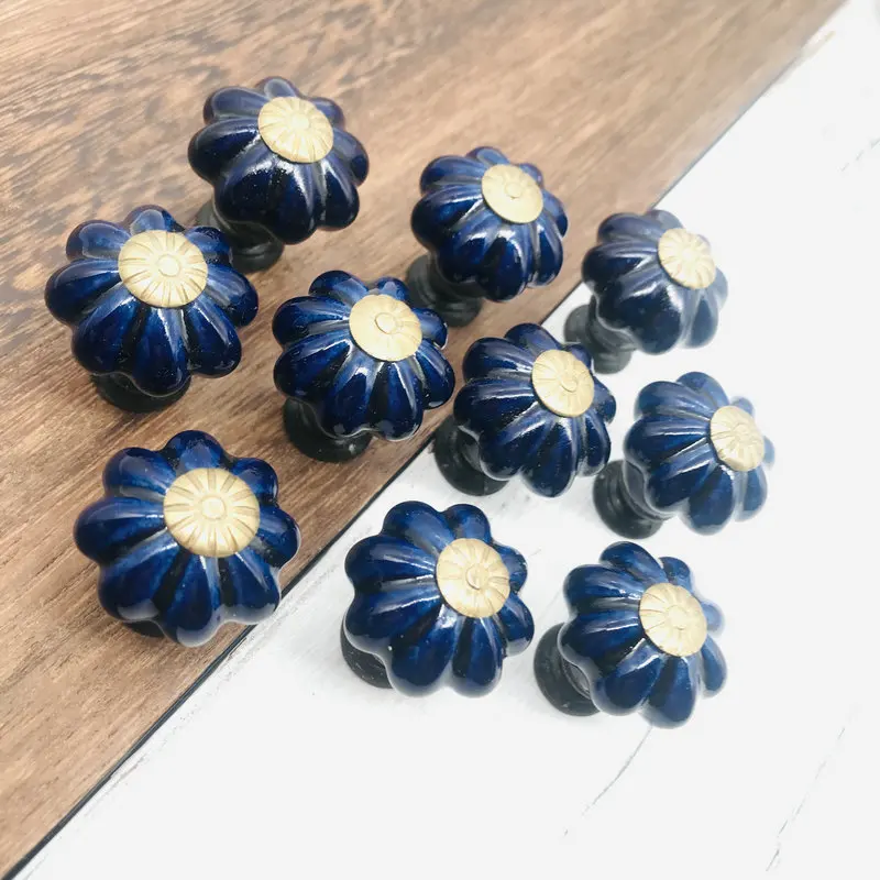 10 шт. крутые синие ручки для шкафа Милая Тыква детская ручка мебели дверная