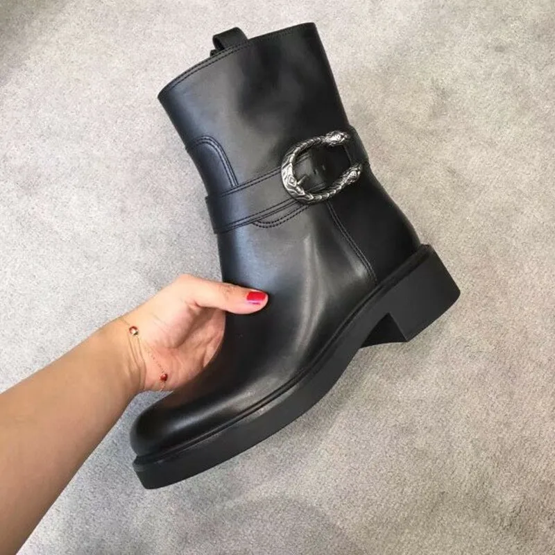 Мягкая Натуральная Кожа Женщин Сапоги 2016 Горячей Продажи Квадратных Каблуках