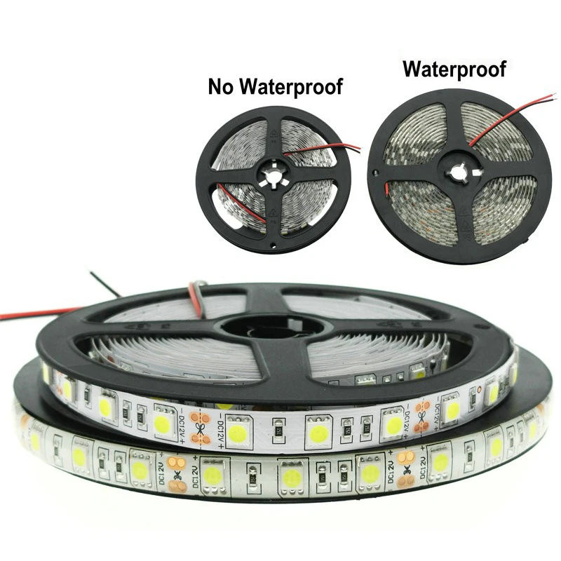 Waterproof IP65 LED Strip SMD5050 DC12V Flexible Light 60 leds/m Single Color / RGB 5m/lot | Освещение