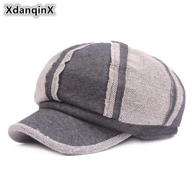 XdanqinX женская теплая хлопковая шапка Осень зима модная кепка газетчика новый